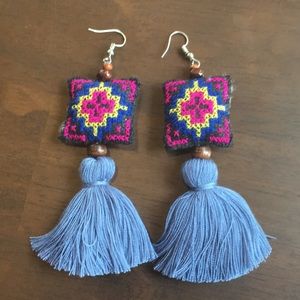 Pillow bohemian cotton tassel earring handmade